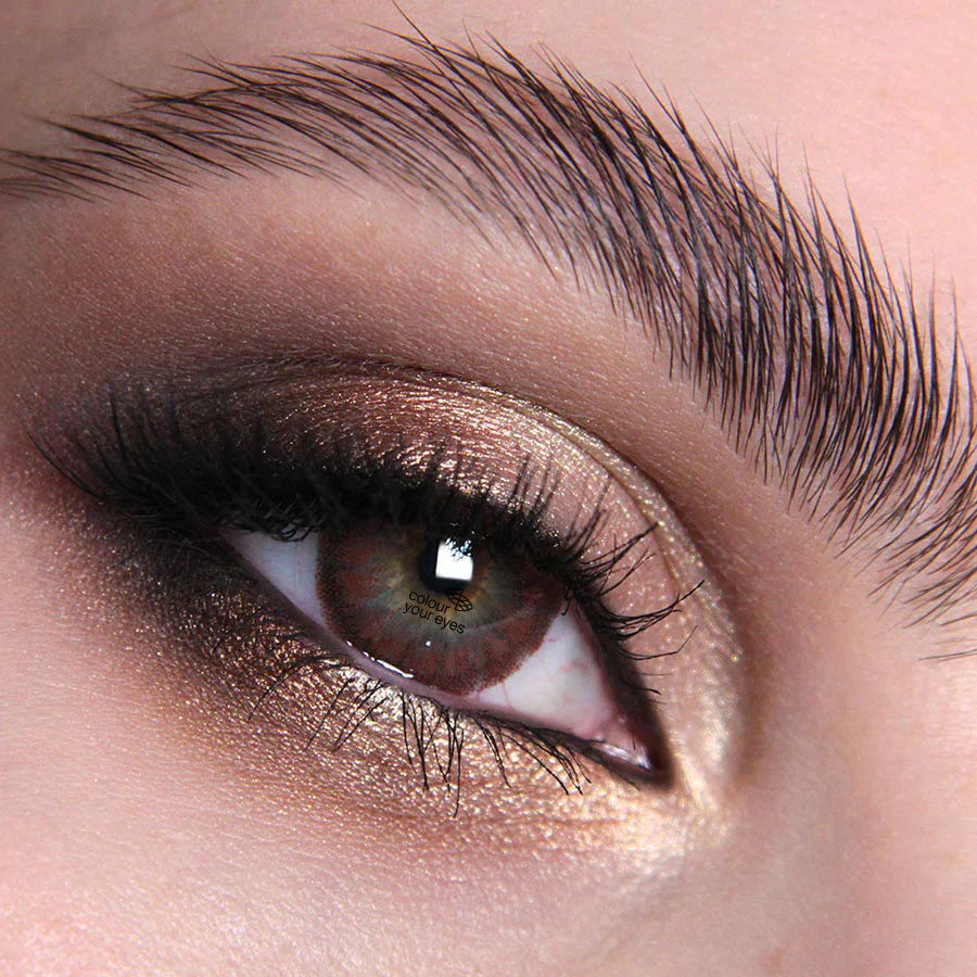 Chocolate Chai Colored Contact Lenses - Warm Rich Tones, British-Made, EU Certified, Safe 8-Hour Wear, 45% Water Content (Pair)