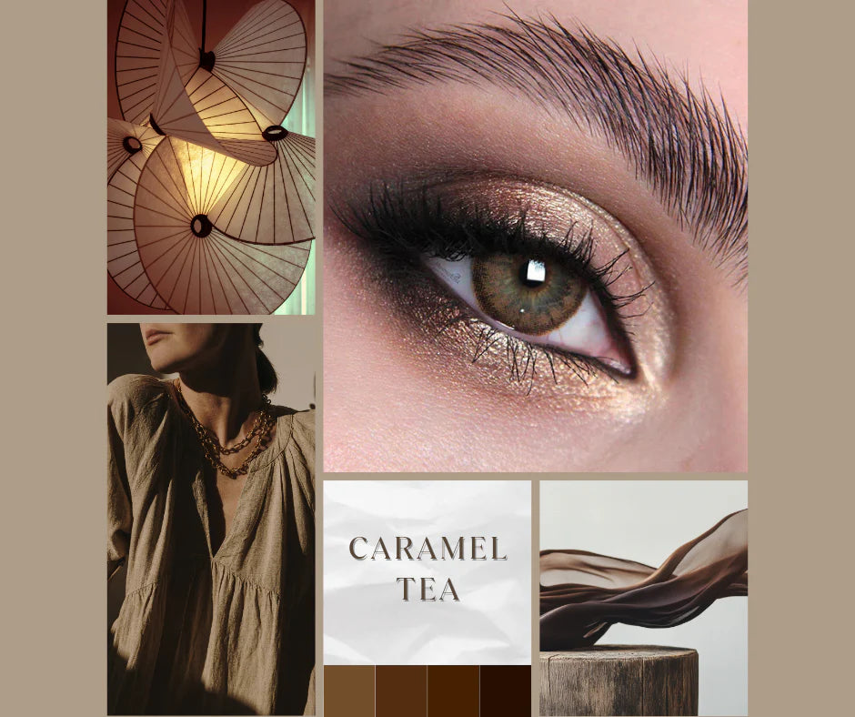 Caramel Tea Colored Contact Lenses - Warm and Inviting, British-Crafted, Premium Quality, Safe 8-Hour Wear, 45% Water Content (Pair)