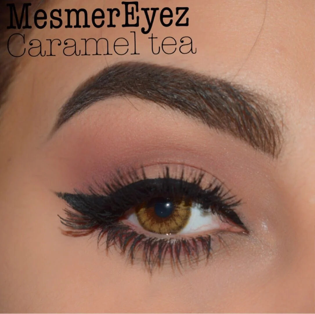 Caramel Tea Colored Contact Lenses - Warm and Inviting, British-Crafted, Premium Quality, Safe 8-Hour Wear, 45% Water Content (Pair)