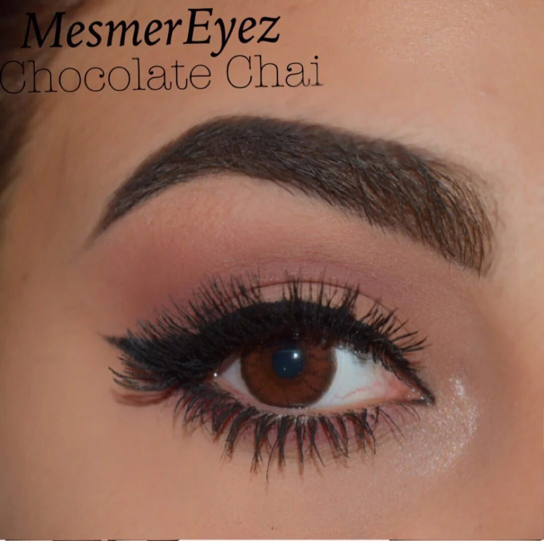 Chocolate Chai Colored Contact Lenses - Warm Rich Tones, British-Made, EU Certified, Safe 8-Hour Wear, 45% Water Content (Pair)